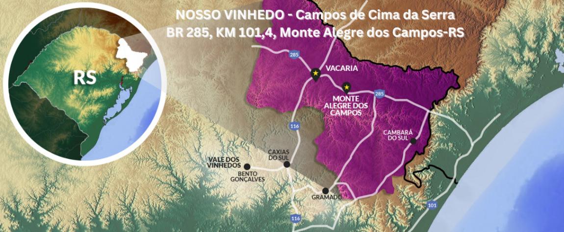 Mapa de localização dos vinhedos