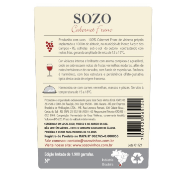 SOZO Cabernet Franc 2019