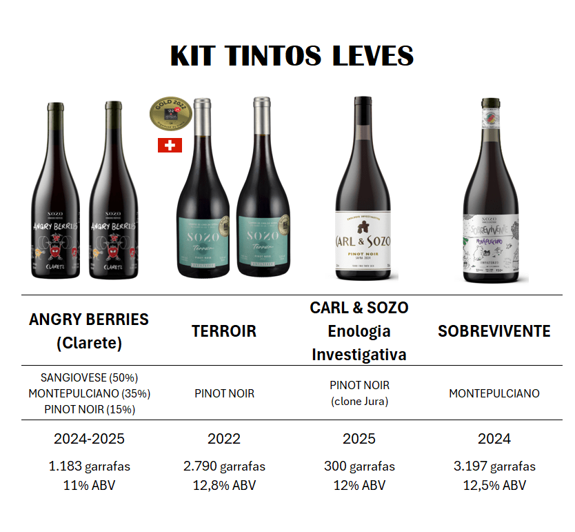 SOZO KIT TINTOS LEVES - 6 GARRAFAS