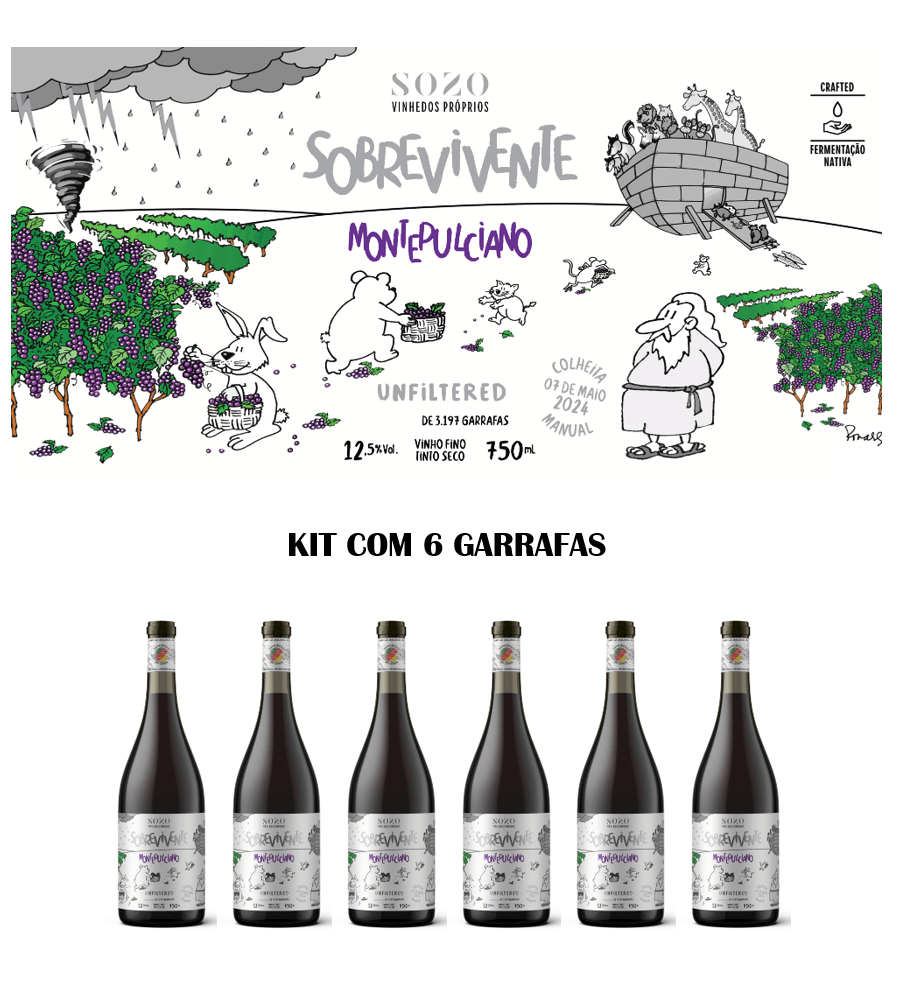 SOZO SOBREVIVENTE Montepulciano 2024 - KIT COM 6 GARRAFAS